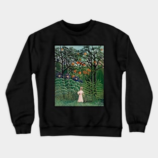 Henri Rousseau- Woman Walking in an Exotic Forest Crewneck Sweatshirt